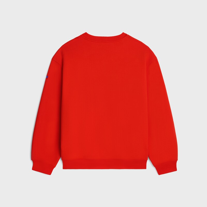 sweatshirt IN cotton fleece - Red cyclist/ bleu denim -  - 1 | CELINE