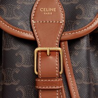Triomphe帆布及小牛皮迷你型FOLCO背包 - 黃褐色 - 双肩包 - 1 | CELINE