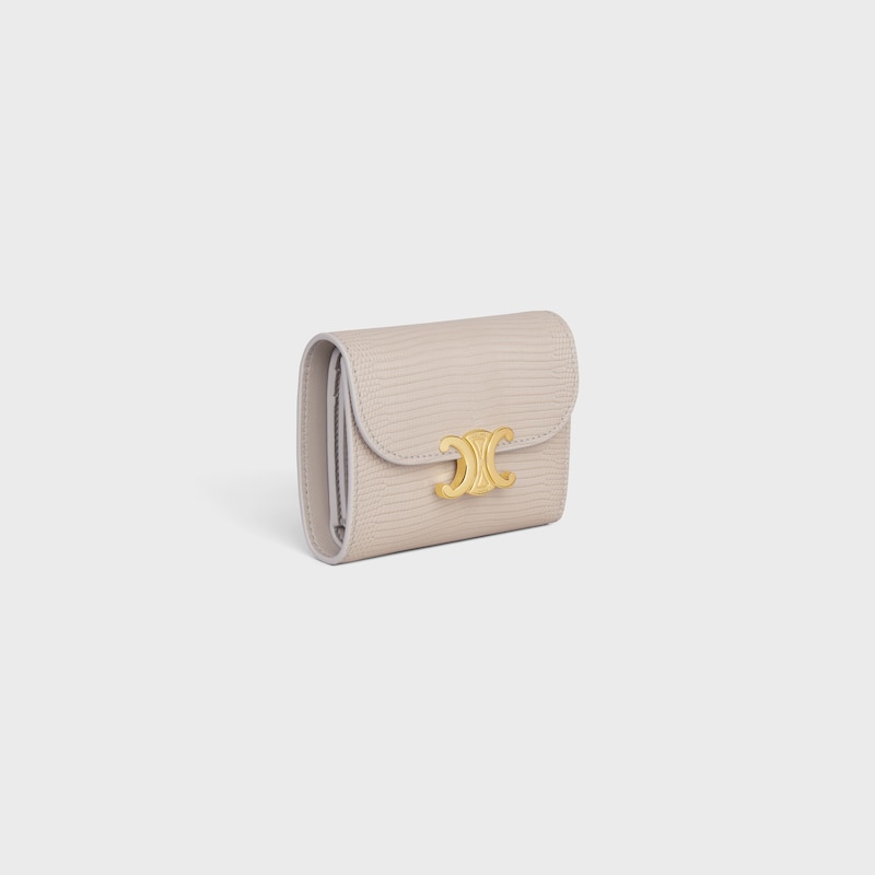 Small Flap Wallet TRIOMPHE in LIZARD - LIGHT STONE - WALLETS - 1 | CELINE