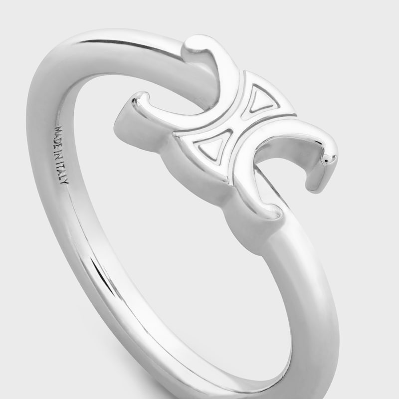 Triomphe Asymmetric Ring in Brass with Rhodium Finish - SILVER -  - 1 | CELINE