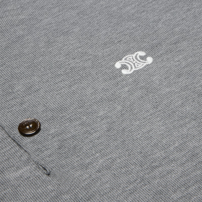 polo sweater IN fine cotton - MEDIUM GREY -  - 1 | CELINE