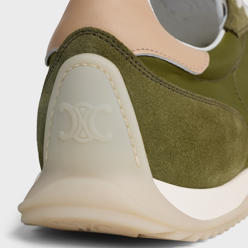 RACER SNEAKER IN NYLON, SUEDE CALFSKIN AND CALFSKIN - OLIVE -  - 1 | CELINE