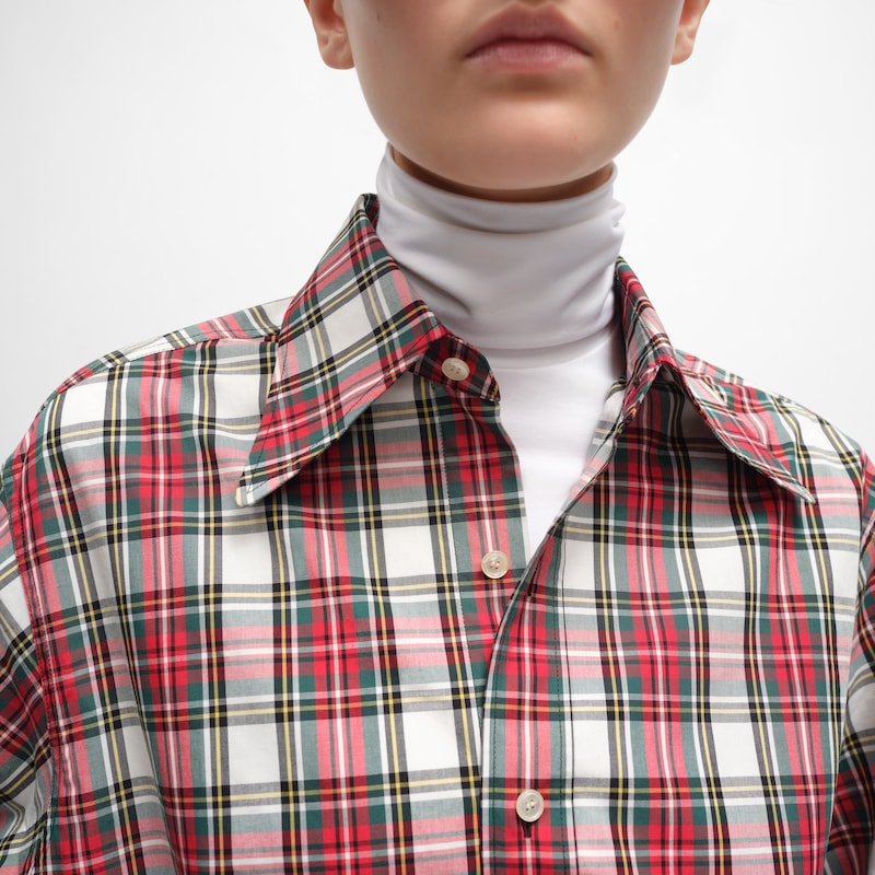 shirt IN tartan cotton - WHITE/RED/GREEN -  - 1 | CELINE