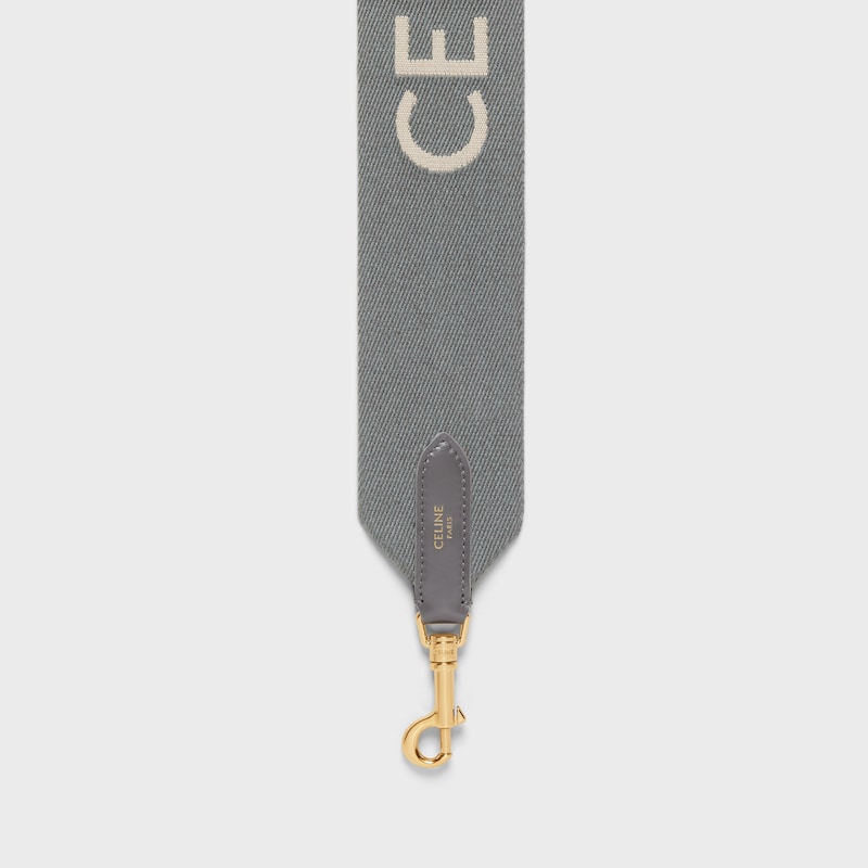 Short Strap in Wool with Celine jacquard - GREY / WHITE - BAG CHARMS - 1 | CELINE