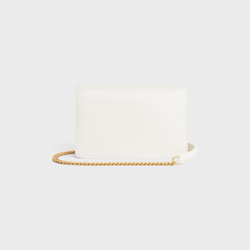 WALLET ON CHAIN MARGO in Shiny calfskin - WHITE - MORE LINES - 1 | CELINE