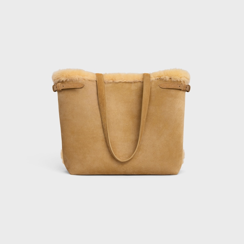 MEDIUM CABAS ANAÏS CUIR TRIOMPHE in SUEDE CALFSKIN AND SHEARLING - NATURAL - MORE LINES - 1 | CELINE