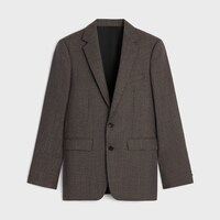 classic jacket IN MICRO HOUNDSTOOTH WOOL - GRIS/MARINE -  - 1 | CELINE