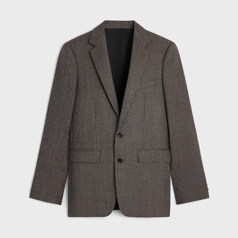 CHAQUETA CL&Aacute;SICA DE MICRO LANA DE PATA DE GALLO - GRIS/N&Aacute;UTICO -  - 1 | CELINE