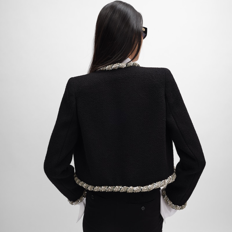 embroidered icone jacket IN wool natt&eacute; - BLACK -  - 1 | CELINE
