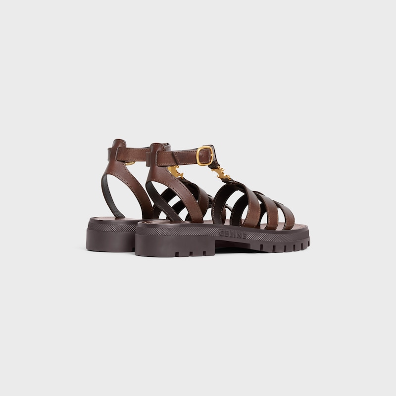 CELINE - CLEA TRIOMPHE GLADIATOR SANDAL in CALFSKIN - VEGETAL TANNING - DARK BROWN -  - 1 | CELINE