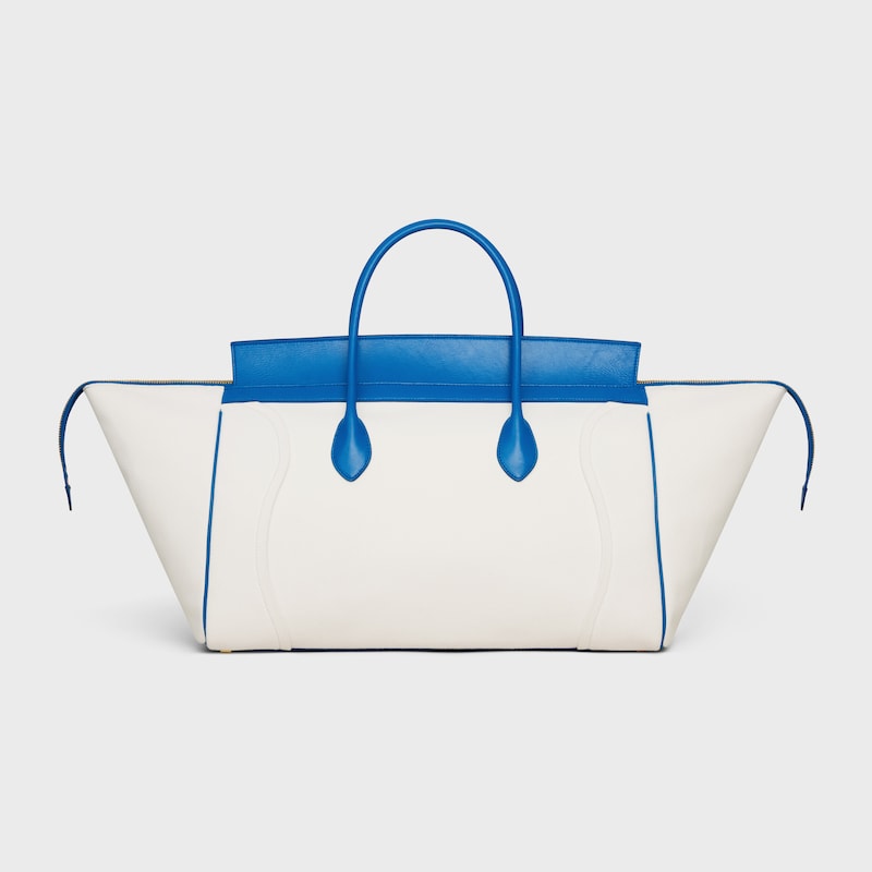 BIG LUGGAGE IN textile and calfskin - NATURAL / ULTRA BLUE - NEW - 1 | CELINE