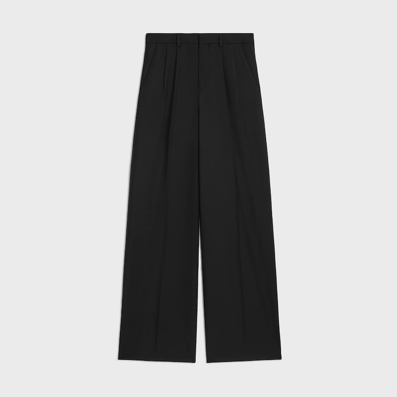 pleated trousers IN LIGHT WOOL GABARDINE - ULTRA BLACK -  - 1 | CELINE