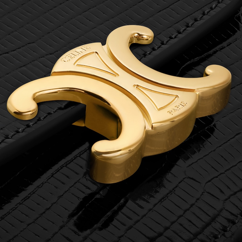 CARD HOLDER WITH FLAP TRIOMPHE in lizard - BLACK - GIFT FINDER - 1 | CELINE