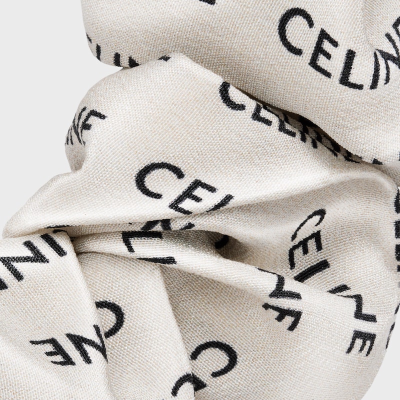 Celine Scrunchy Rayure in Silk and Brass with Gold finish - GOLD & WHITE -  - 1 | CELINE