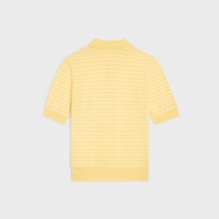 เสื้อสเวตเตอร์โปโลแขนสั้น ผ้าคอตตอน - สีเหลืองซีด/สีเอครู -  - 2 | CELINE