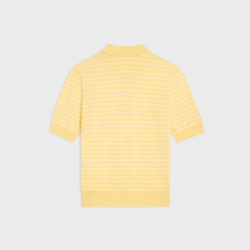 short-sleeved polo sweater IN fine cotton - PALE YELLOW/ECRU -  - 1 | CELINE