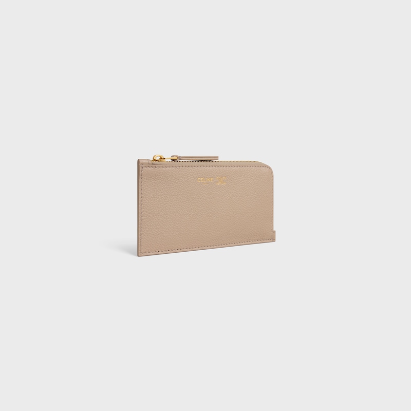 LONG ZIPPED CARD HOLDER IN SUPPLE GRAINED CALFSKIN - SAFARI / CITRUS - NEW - 1 | CELINE
