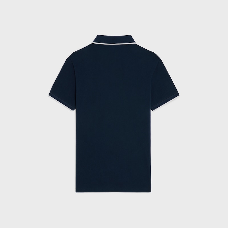 classic polo shirt in cotton piqu&eacute; - NAVY/OFF WHITE -  - 1 | CELINE