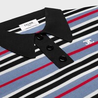 POLO corto de algodón a rayas - DENIM/NEGRO/BLANCO CRUDO -  - 1 | CELINE