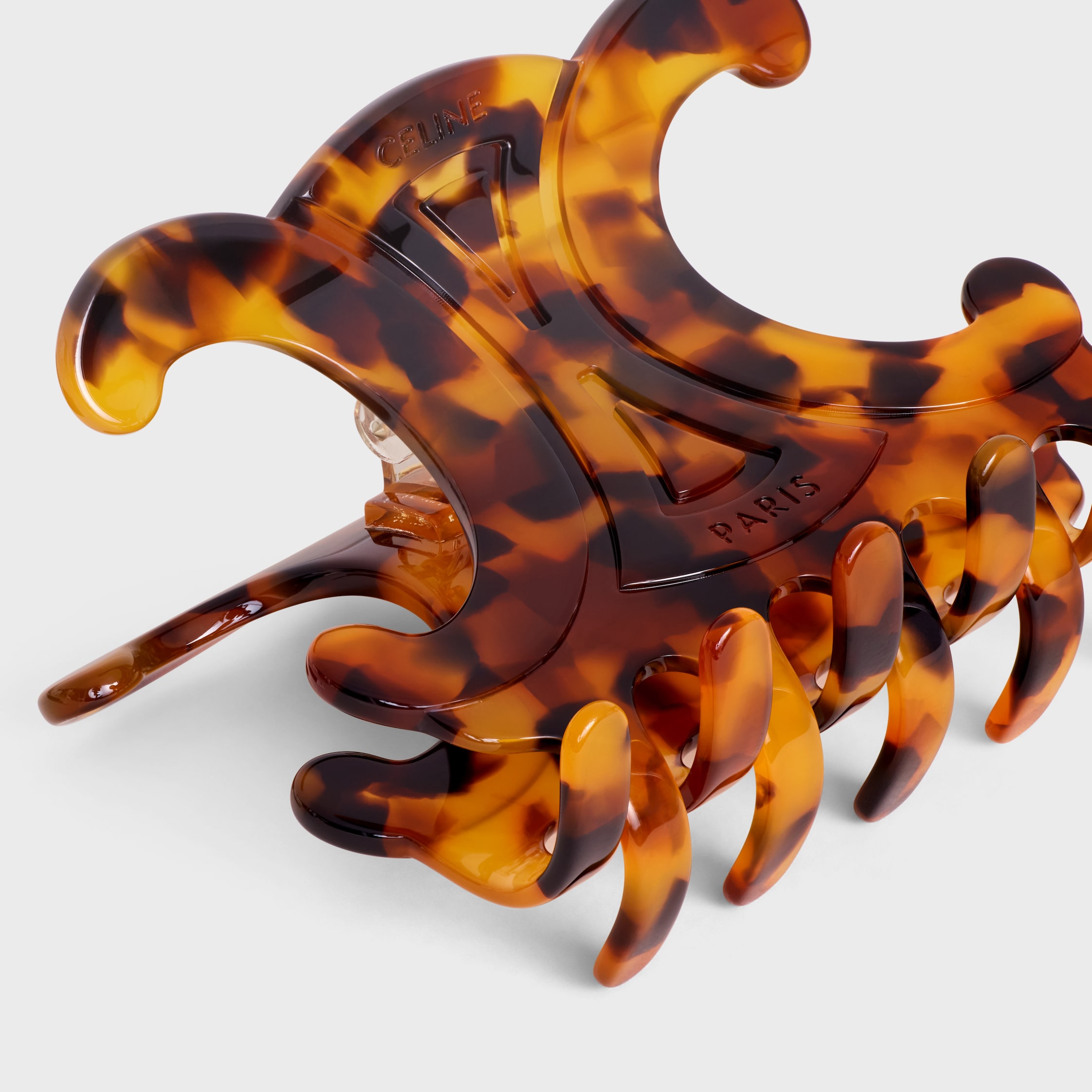 CELINE XL HAIR CLAW IN ACETATE - SPOTTED HAVANA | CELINE
