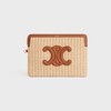 SMALL POUCH WITH STRAP CUIR TRIOMPHE IN RAFFIA EFFECT TEXTILE AND CALFSKIN - NATURAL / TAN - POUCHES AND TECH ACCESSORIES - 2 | CELINE