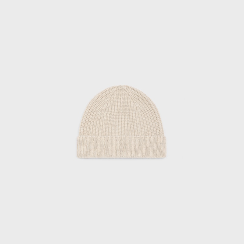 triomphe beanie in seamless cashmere - CREAM -  - 1 | CELINE