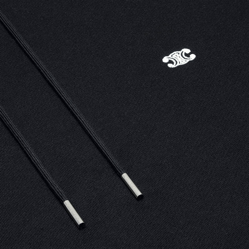 triomphe loose hoodie IN cashmere  cotton - BLACK / WHITE -  - 1 | CELINE