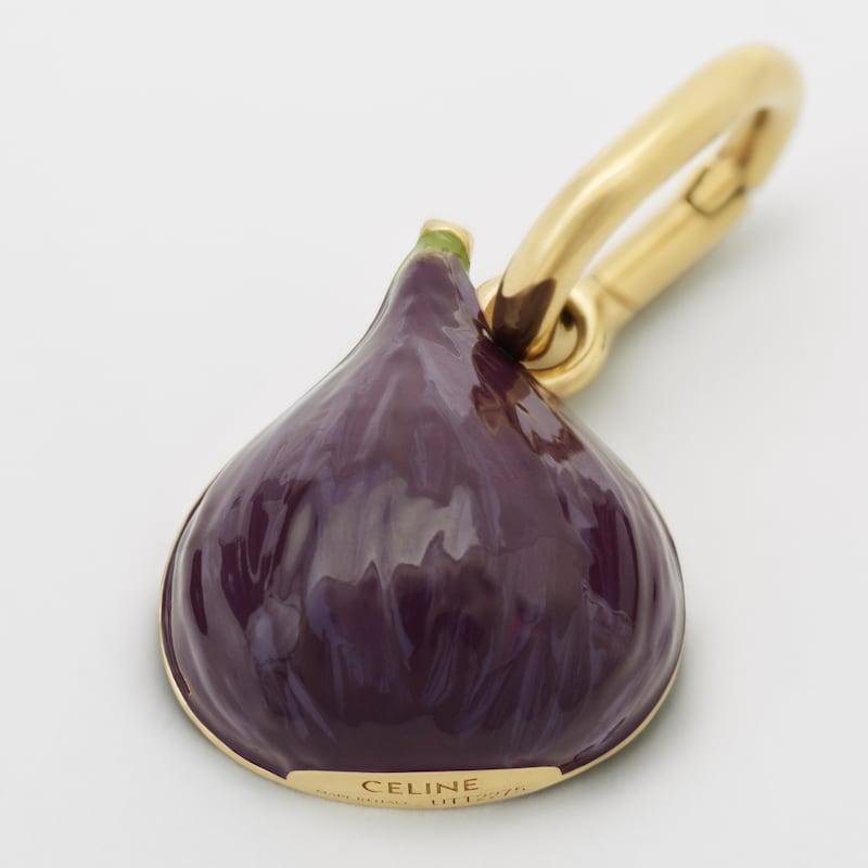 CHARMS FIG IN BRASS WITH GOLD FINISH, ENAMEL AND STRASS - PURPLE / CREAM / GOLD - NEW - 1 | CELINE