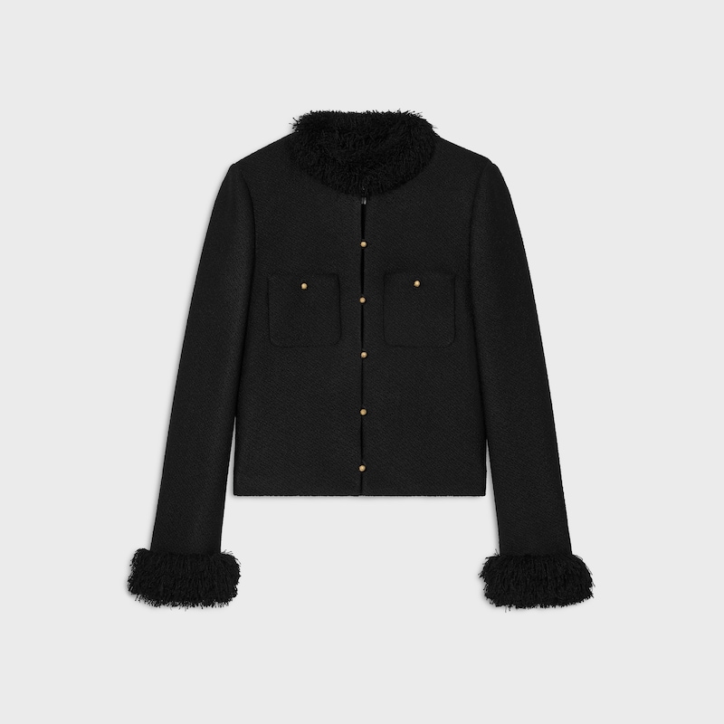 chasseur jacket IN viscose and wool natté - BLACK -  - 1 | CELINE