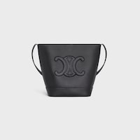 SMALL BUCKET CUIR TRIOMPHE in Grained calfskin - BLACK - CUIR TRIOMPHE - 1 | CELINE