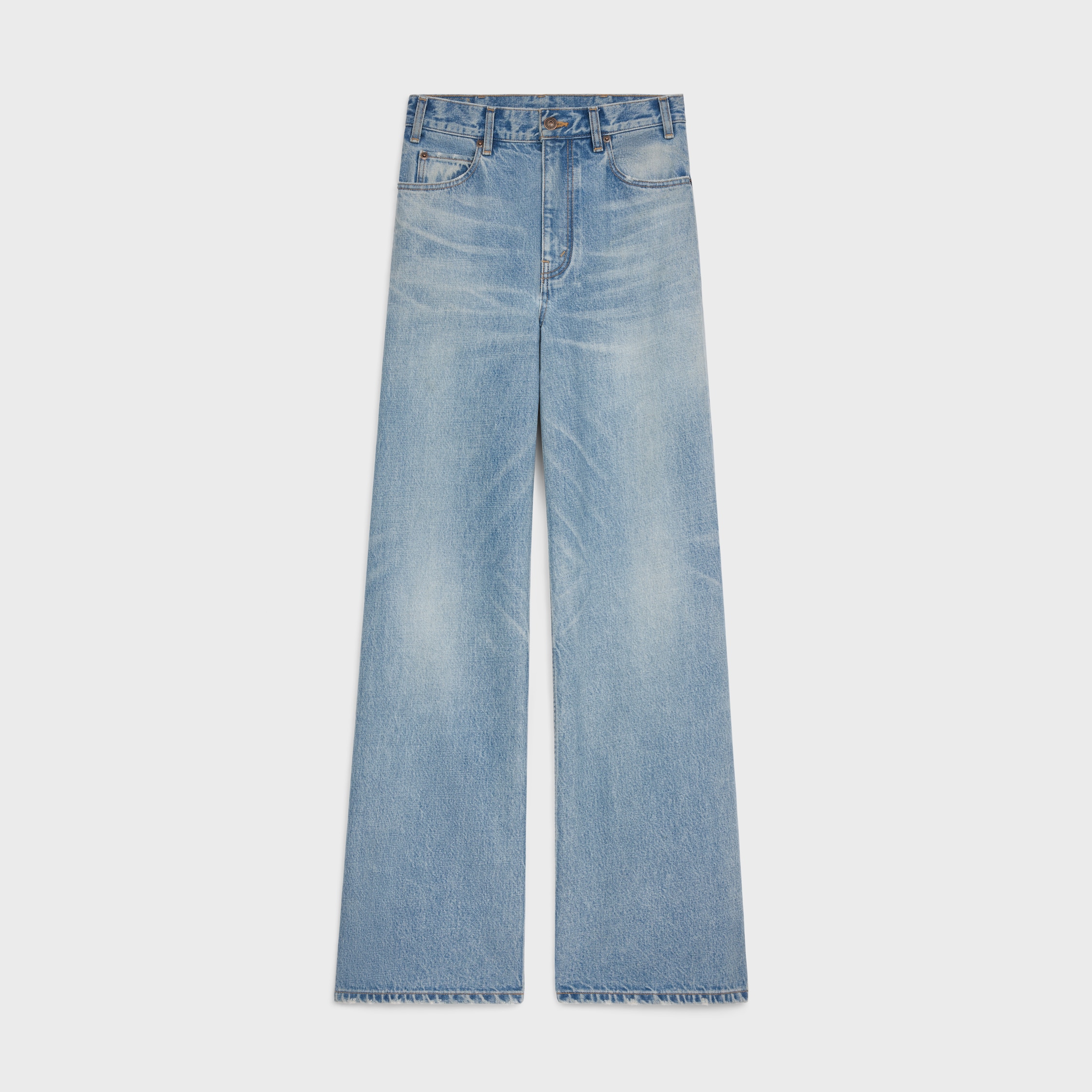 VIP【送料関税込】Celine light blue cotton washed denim CELINE Straight Leg Jeans Size 29 - Light Wash - Frayed Hem
