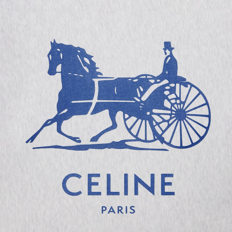 sweatshirt IN cotton fleece - PALE GREY / ROYAL BLUE -  - 1 | CELINE