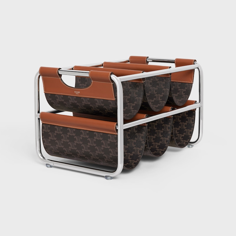 Wine rack in Triomphe Canvas and steel - TAN - ESSENTIAL GIFTS - 1 | CELINE