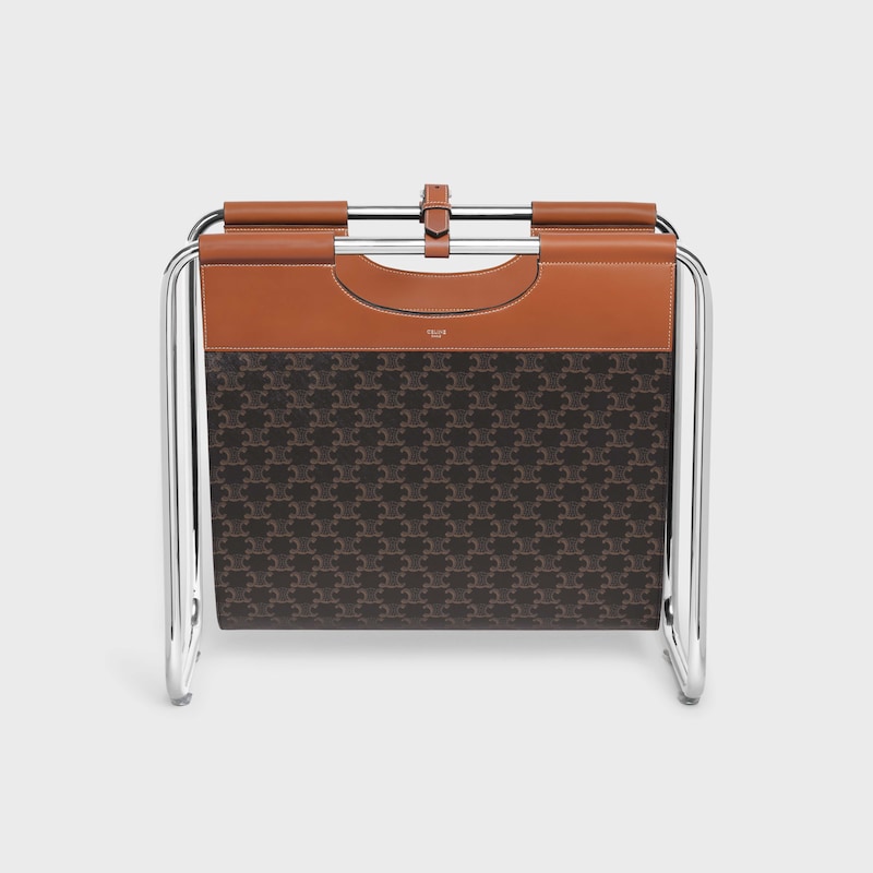 Zeitschriftenständer aus Triomphe Canvas und Aluminium - TAN - CELINE MAISON - 1 | CELINE