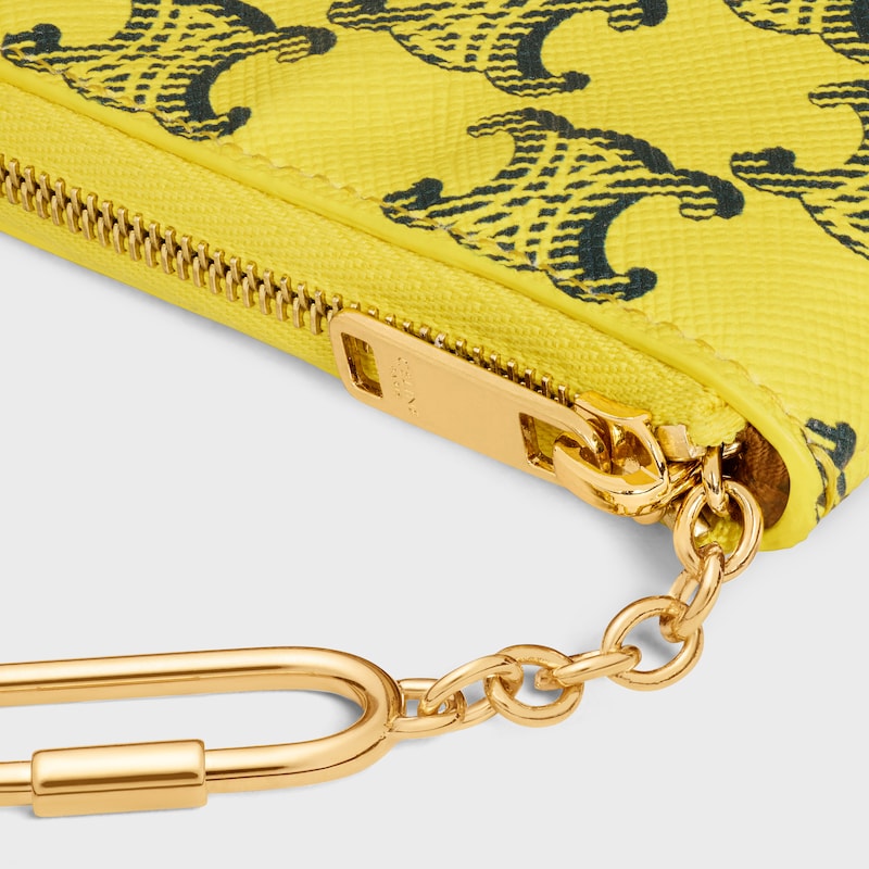 Coin Purse  IN TRIOMPHE CANVAS - YELLOW / NAVY - COIN AND CARD HOLDERS - 1 | CELINE