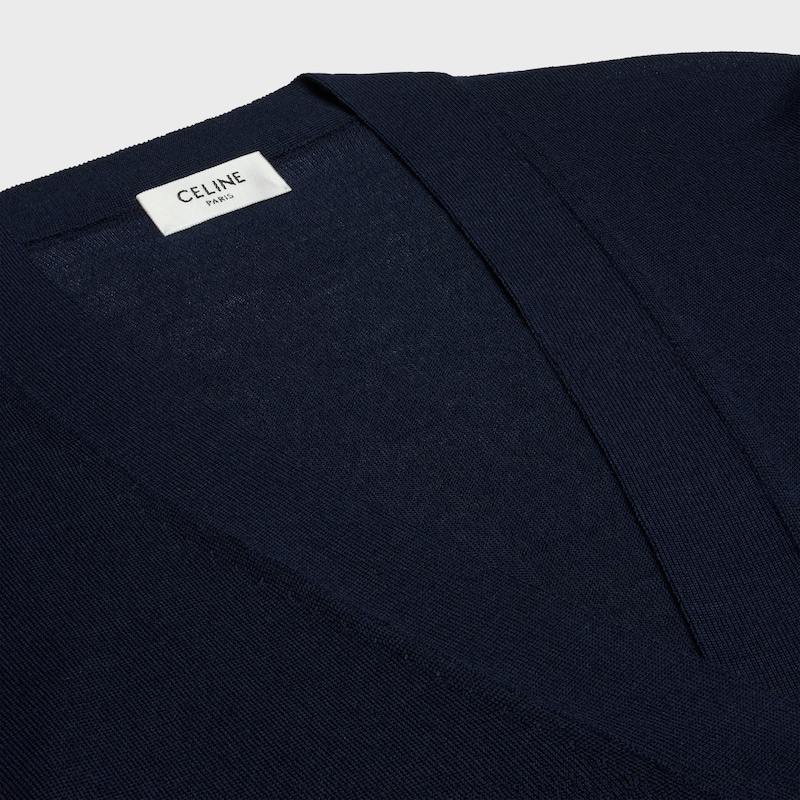 เสื้อคาร์ดิแกนผ้าวูลลายทรียงฟ์ - สีกรมท่า -  - 1 | CELINE