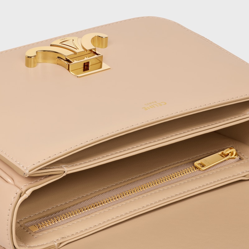 Teen Triomphe Bag in shiny calfskin - OAT BEIGE - CROSS-BODY BAGS - 1 | CELINE
