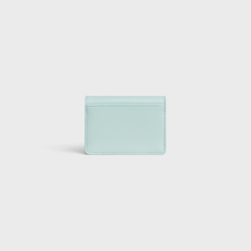 CARD HOLDER WITH FLAP TRIOMPHE IN Shiny calfskin - POWDER BLUE - NEW - 1 | CELINE