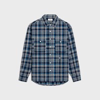 loose lumberjack shirt in check cotton - NAVY / BLUE -  - 1 | CELINE