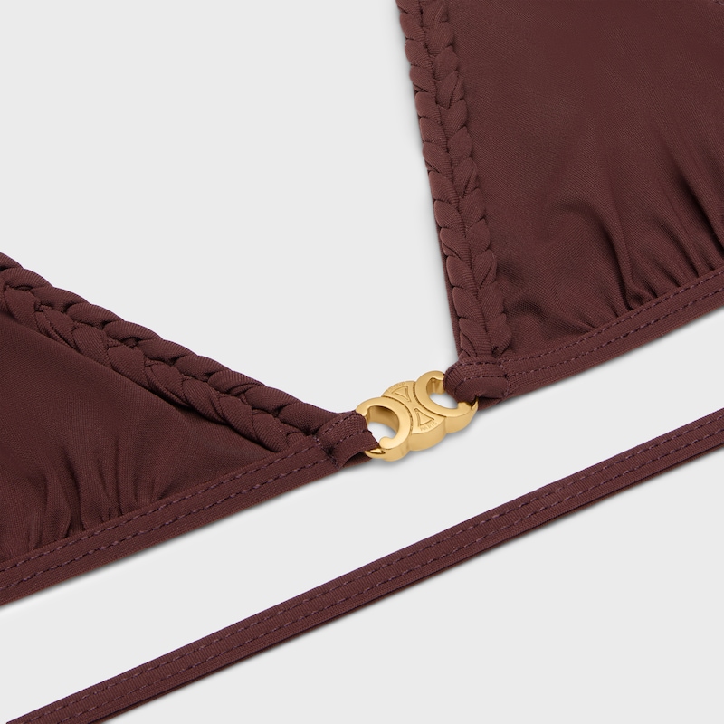 啞光平紋針織Triomphe三角杯上衣 - 梅紅色 -  - 1 | CELINE