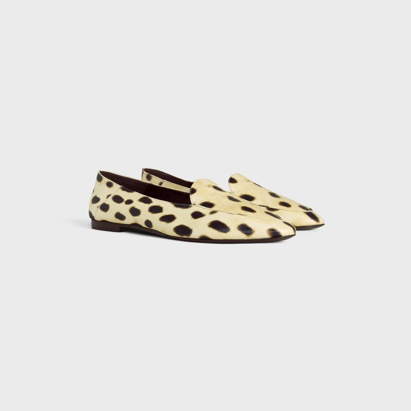 AURA LOAFER IN LEOPARD PRINTED LAMBSKIN - BEIGE/BROWN -  - 1 | CELINE