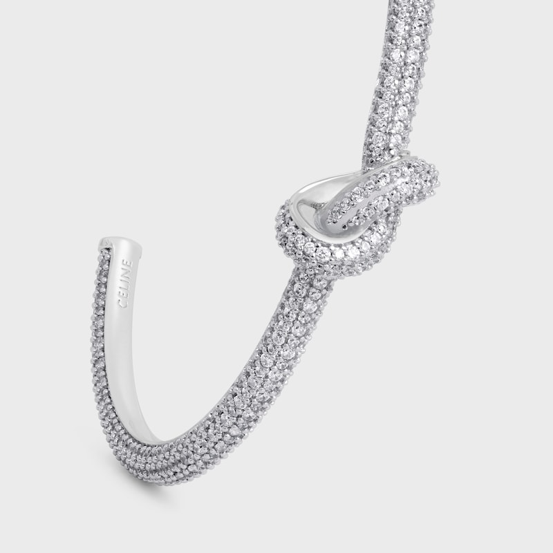 Knot Sparkle Cuff in Strass and Brass with Rhodium Finish - SILVER -  - 1 | CELINE
