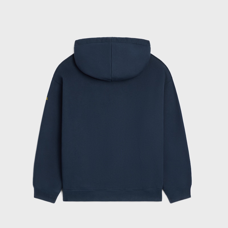 HOODIE IN cotton fleece - WASHED NAVY / YELLOW -  - 1 | CELINE