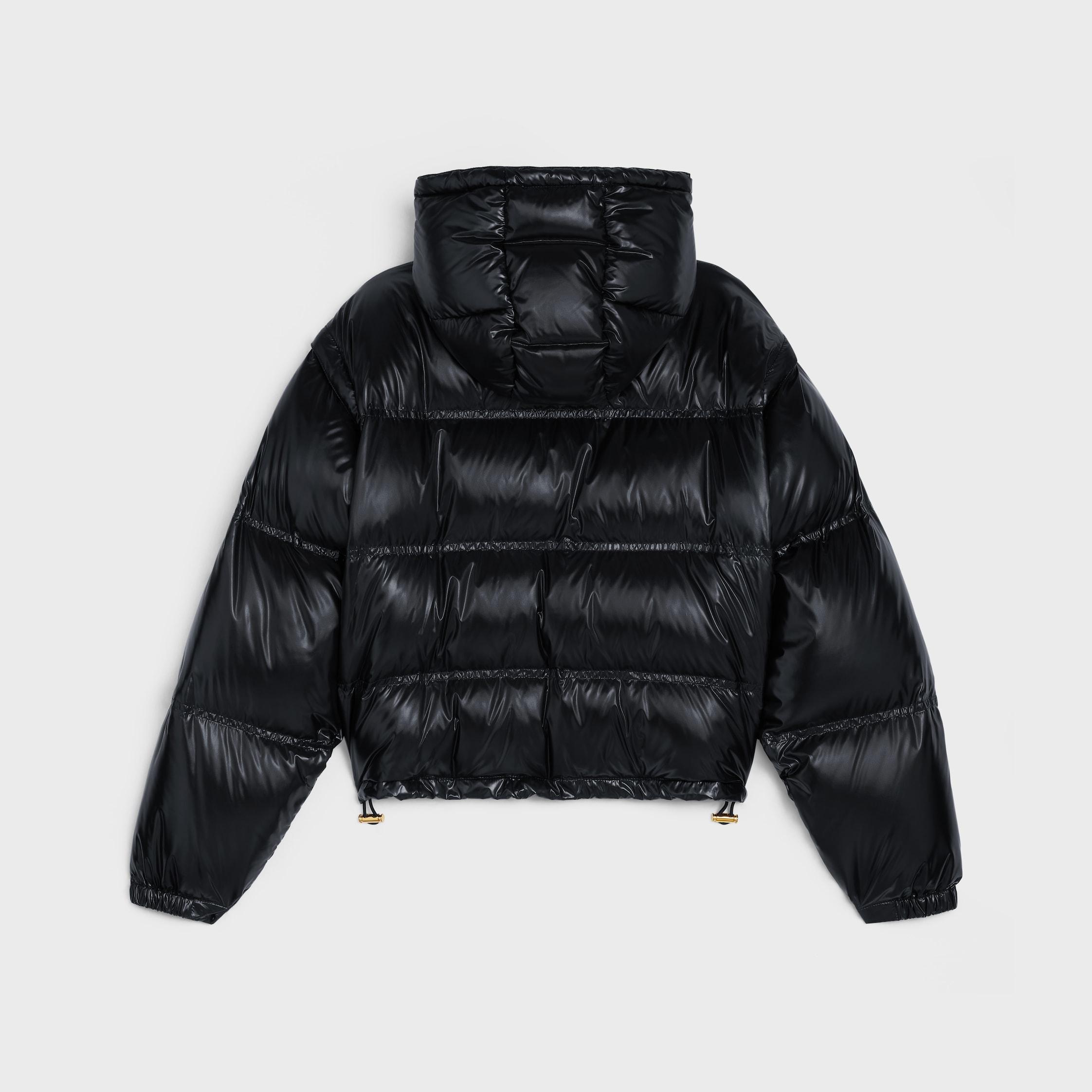 cropped triomphe down jacket in lightweight nylon - BLACK