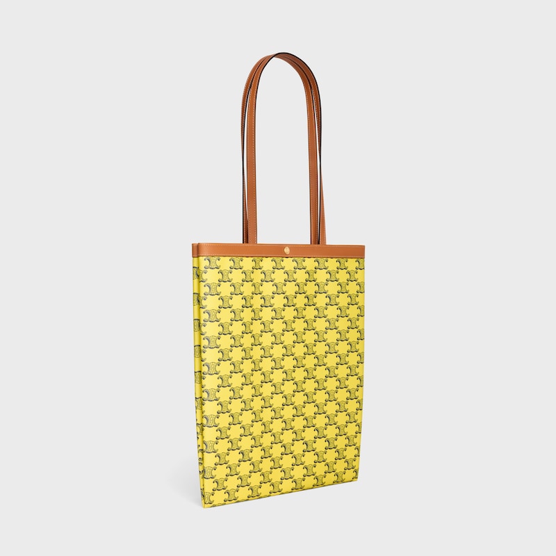 BOLSO SHOPPER MEDIANO CON SOLAPA DE LONA TRIOMPHE - AMARILLO / AZUL MARINO - BOLSOS DE HOMBRO - 1 | CELINE