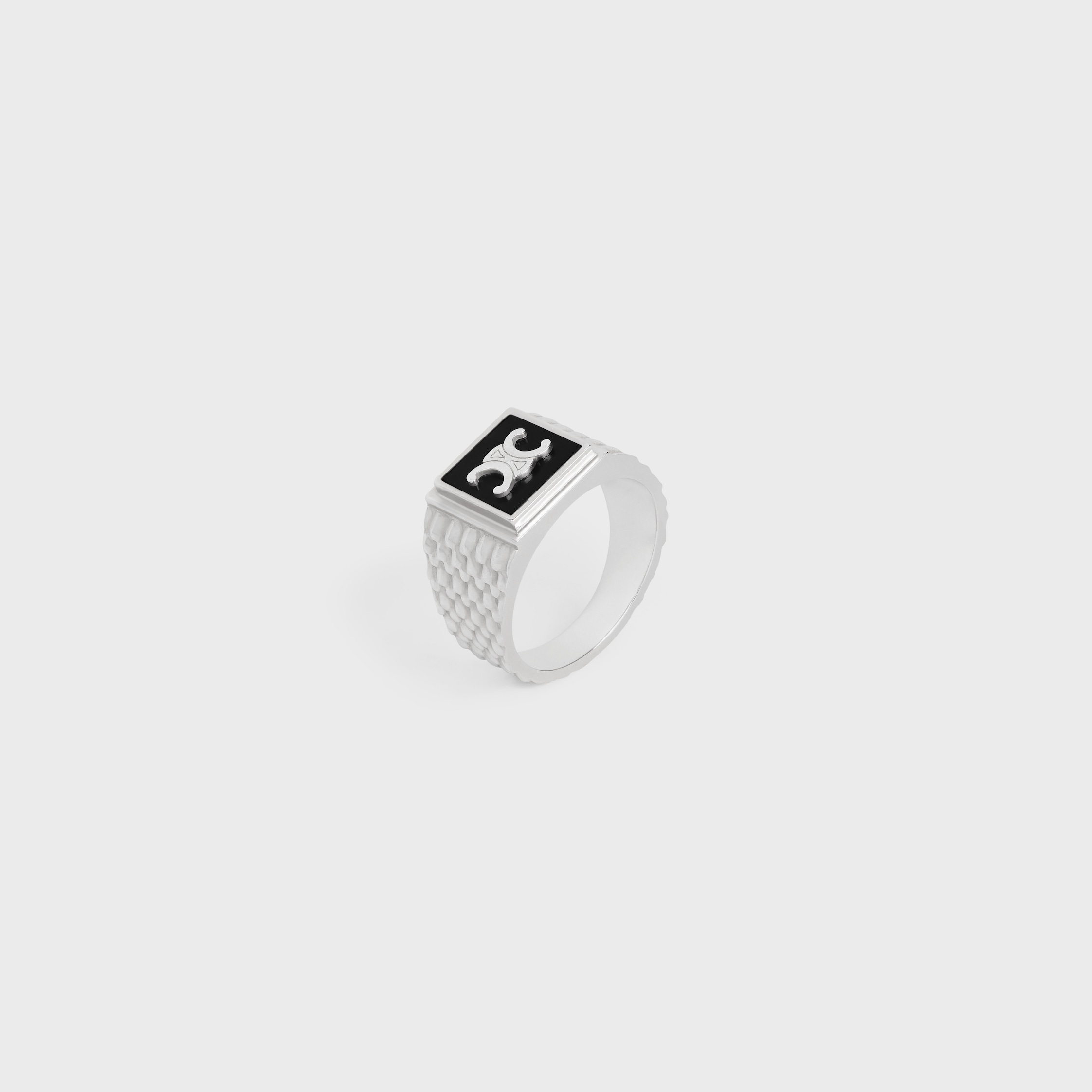 Triomphe Python Signet Ring in Onyx and Sterling Silver with