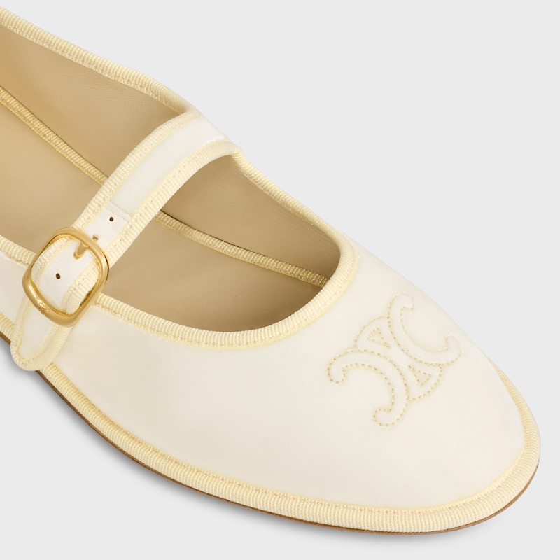 &Egrave;VE TRIOMPHE BALLERINA IN VELVET - ECRU -  - 1 | CELINE