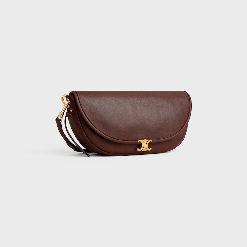 HALFMOON PEQUE&Ntilde;O SOFT TRIOMPHE DE PIEL DE CORDERO BRILLANTE Y FLEXIBLE - MARR&Oacute;N OSCURO - BOLSOS EN BANDOLERA - 1 | CELINE