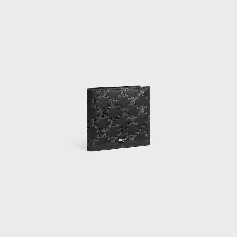 Bi-fold card holder IN Calfskin with triomphe embossed - BLACK - GIFT FINDER - 1 | CELINE