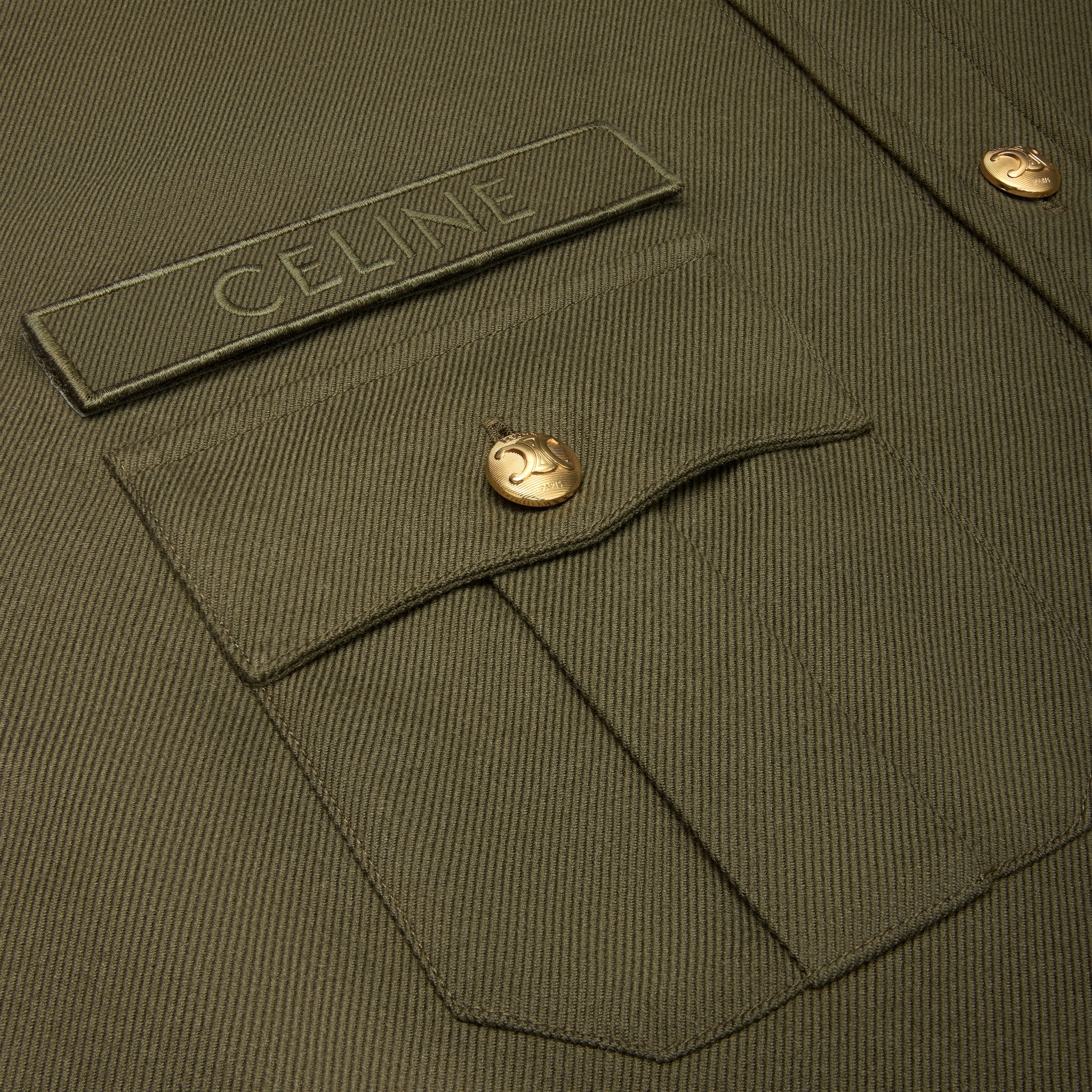 スピード配送◆送込【CELINE】コットンツイル*ミリタリーシャツ ミリタリーシャツ / 軽量コットンツイル - カーキ | CELINE